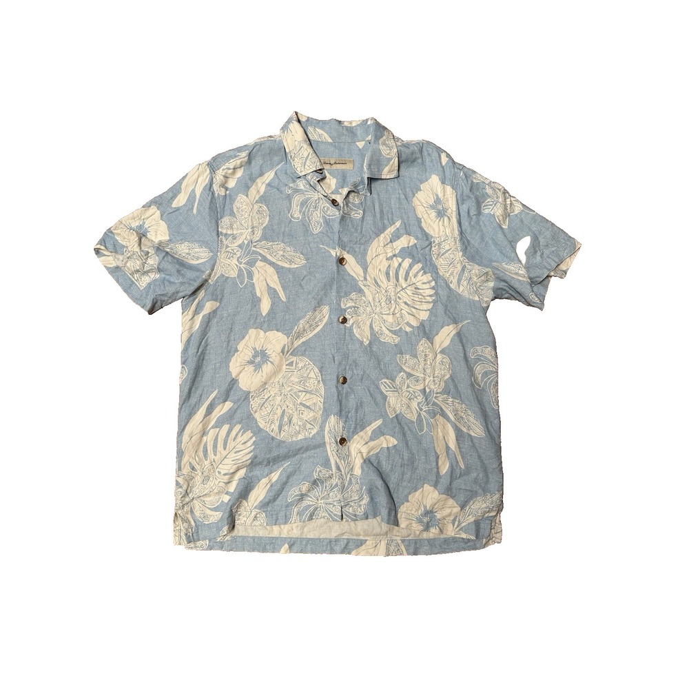 Tommy Bahama Men's Size Large Blue Hawaiian Button Up Shirt
